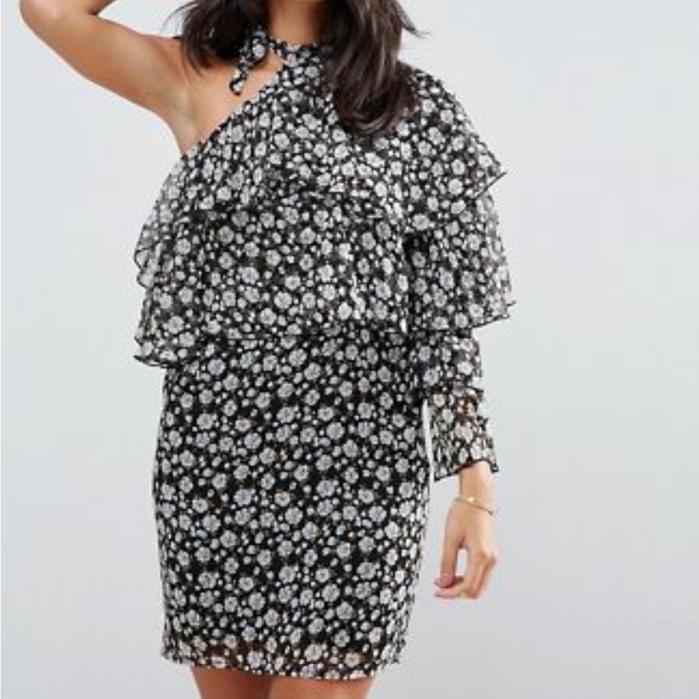 Influence One Shoulder Ruffle Dress